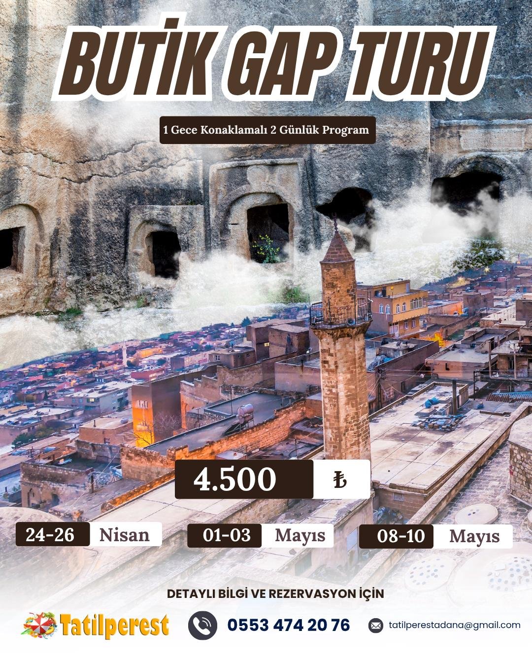 GAP TURU DİYARBAKIR MARDİN URFA 1 GECE 2 GÜN  İLK TUR 10 NİSAN ÇIKIŞLI